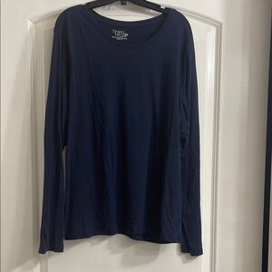 Time and Tru Women's Long Sleeve Tee Navy Blue 2X